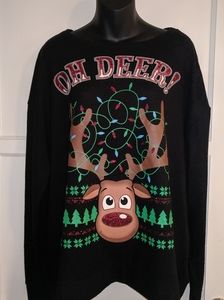Holiday 'OH DEER!" Sweater Rudolph w/red glitter